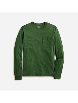 Garment-dyed slub cotton long-sleeve T-shirt