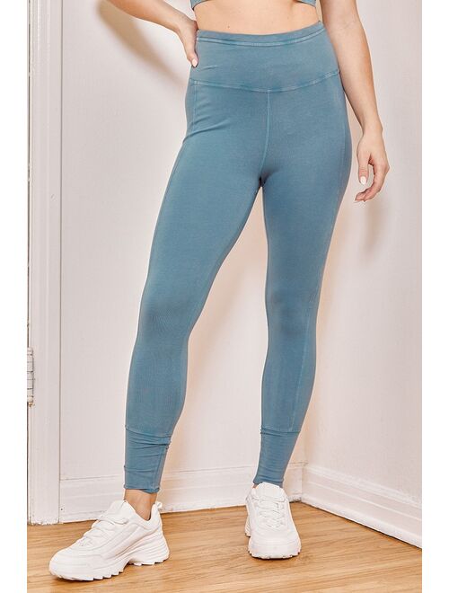 Free People Hot Shot Washed Denim Blue High-Rise Low Impact Leggings