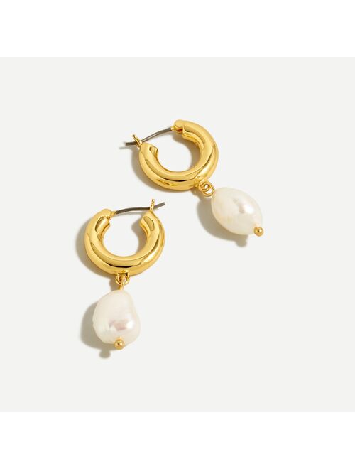 J.Crew Freshwater pearl huggie hoop earrings