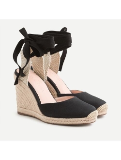 Round-toe canvas espadrille wedges