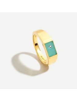 Demi-fine 14k gold-plated stone signet ring