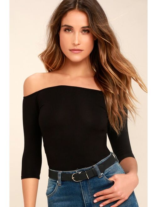 Lulus Upstage Black Off-the-Shoulder Top