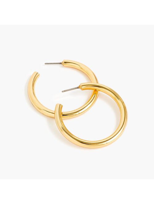 J.Crew Mini tube hoop earrings in matte gold