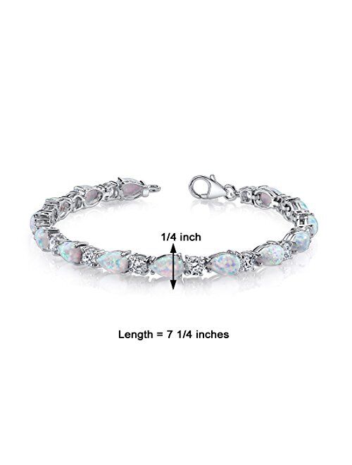 Peora Sterling Silver Tennis Bracelet for Women, Teardrop Pear Shape in Natural, Created and Simulated Gemstones, 7.25 Inches