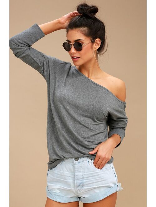 Project Social T Travis Heather Grey Long Sleeve Sweater Top