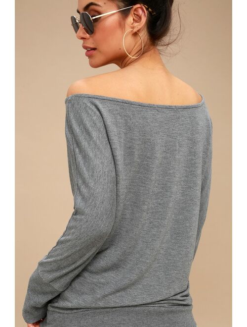 Project Social T Travis Heather Grey Long Sleeve Sweater Top