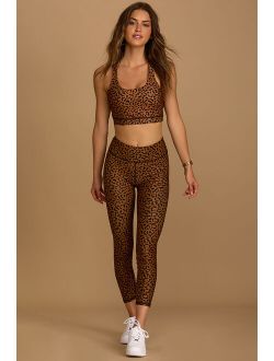 MVP Moves Tan Leopard High Waisted High Impact Leggings