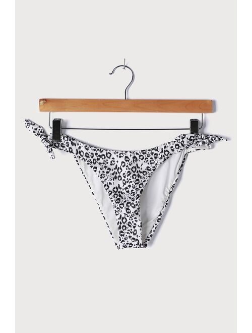 RVCA Animal Instincts White Leopard Print Side-Tie Bikini Bottoms