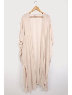 Sun Ready Short Sleeve Beige Swim Cover-Up