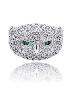 TOPGRILLZ 14K Gold or White Gold 6 Times Plated Owl Hip Hop Iced Out Lab Diamond 5A CZ Bling Fashion Ring for Men and Women Boys Jewelry Gift