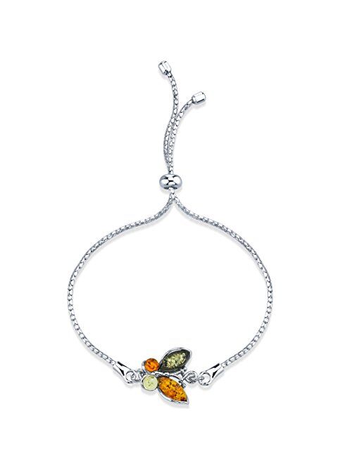 Peora Genuine Baltic Amber Animal Adjustable Bolo Bracelet for Women in Sterling Silver