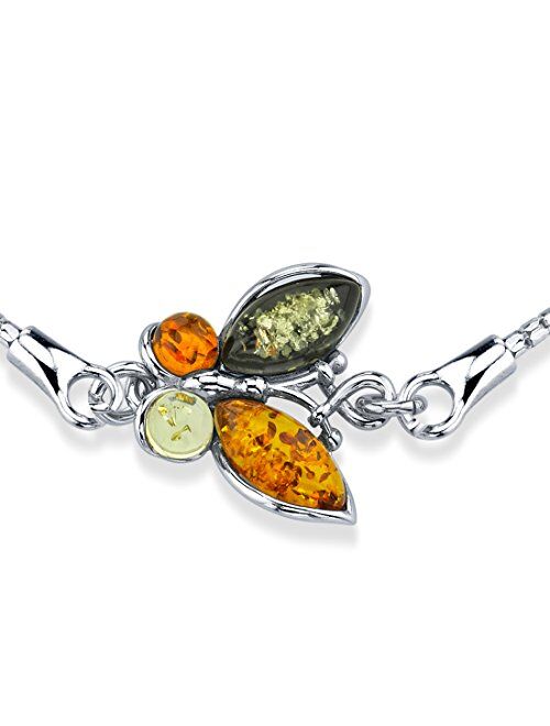 Peora Genuine Baltic Amber Animal Adjustable Bolo Bracelet for Women in Sterling Silver