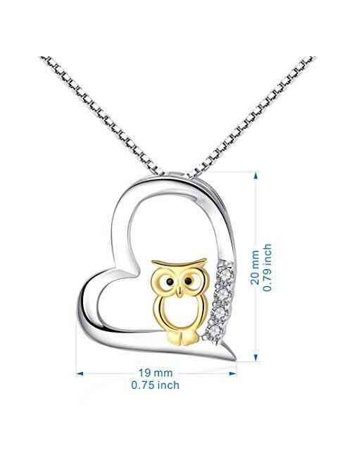 Owl Necklace, Owl Jewelry for Women 925 Sterling Silver Gold Owl Necklace for Women Owl Gifts for Owl Lover