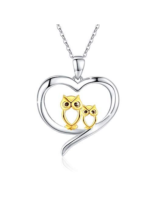 Owl Necklace, Owl Jewelry for Women 925 Sterling Silver Gold Owl Necklace for Women Owl Gifts for Owl Lover