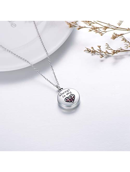 PEIMKO 925 Sterling Silver Heart Urn Necklaces Engraved Pawprint/Always in My Heart/Without Engraved/Personalized Cremation Keepsake Necklace for Ashes Pet Ashes