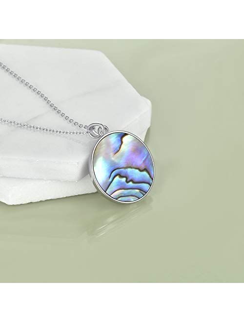 Sterling Silver Tree of Life Owl Necklace Abalone Shell Pendant Necklace for Women Jewelry