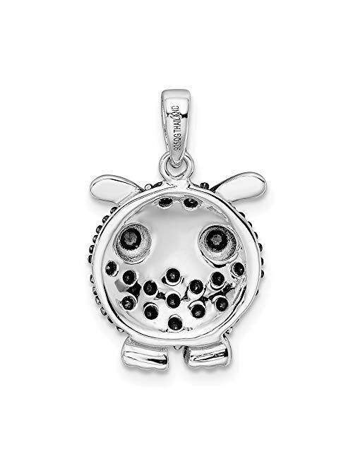 925 Sterling Silver Black Cubic Zirconia Cz Owl Pendant Charm Necklace Bird Fine Jewelry For Women Gifts For Her