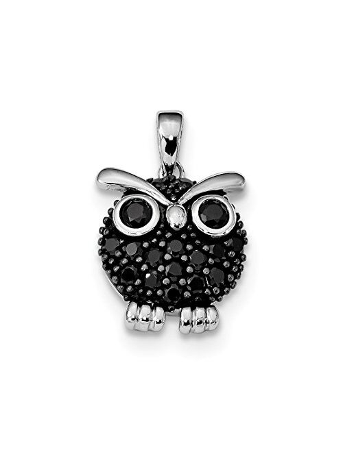 925 Sterling Silver Black Cubic Zirconia Cz Owl Pendant Charm Necklace Bird Fine Jewelry For Women Gifts For Her