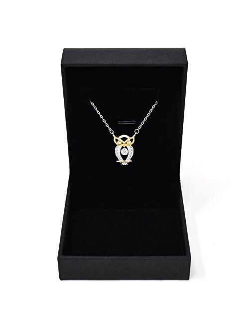 "The Owl of Minerva" Designer Jewelry Twinkling Heart Collection Sterling Silver Pendant Necklace