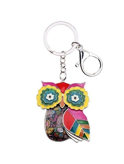 Enamel Metal Chain Owl Key Chains For Women Car bag Charms Pendant Gifts