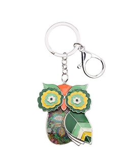 Enamel Metal Chain Owl Key Chains For Women Car bag Charms Pendant Gifts