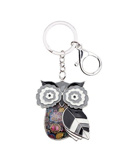 Enamel Metal Chain Owl Key Chains For Women Car bag Charms Pendant Gifts