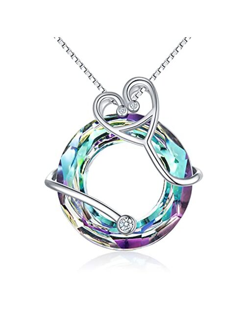 TOUPOP Nurse Gifts for Women s925 Sterling Silver Doctor Nursing Themed Necklace with Crystal Jewelry Gifts for Women Mom Student Doctor Nurse Grateful Birthday Mother's 