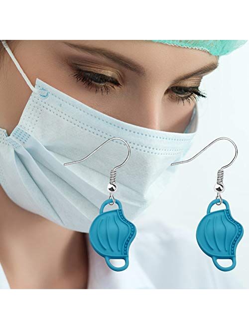 AKTAP Mask Drop Earrings Nurse Doctor Dangle Jewelry Social Isolation 2021 Gift (Facemask Earrings)