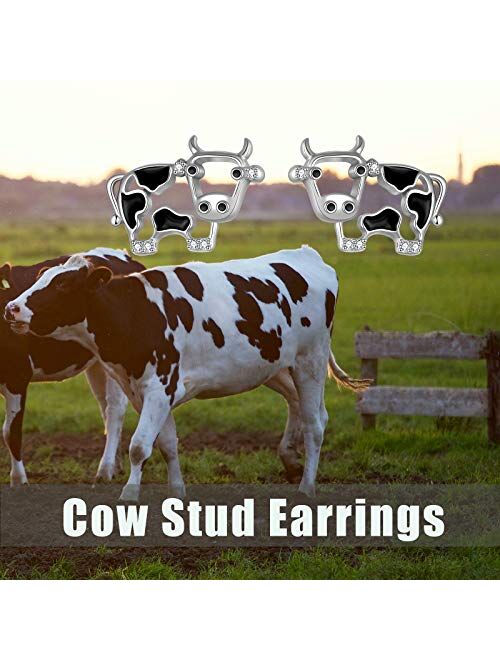 WINNICACA Cow Earrings for Women 925 Sterling Silver Dangle and Stud Earrings Jewelry Gift for Birthday