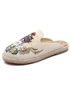 fereshte Women's Mule Breathable Flat Espadrilles Shoes, Tongue