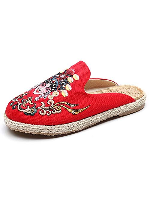 fereshte Women's Mule Breathable Flat Espadrilles Shoes, Tongue