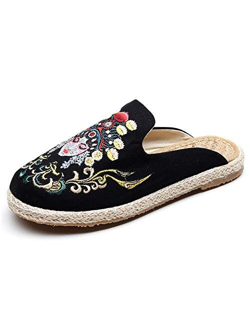 fereshte Women's Mule Breathable Flat Espadrilles Shoes, Tongue