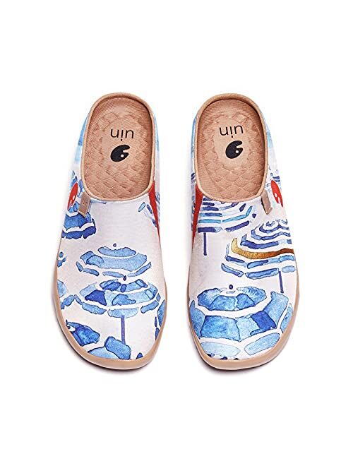 UIN Women's Travel Slipper Lightweight Home Slip Ons Walking Casual Art Painted Travel Holiday Shoes Blossom