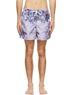 Bather Purple Floral Ripple Swim Shorts