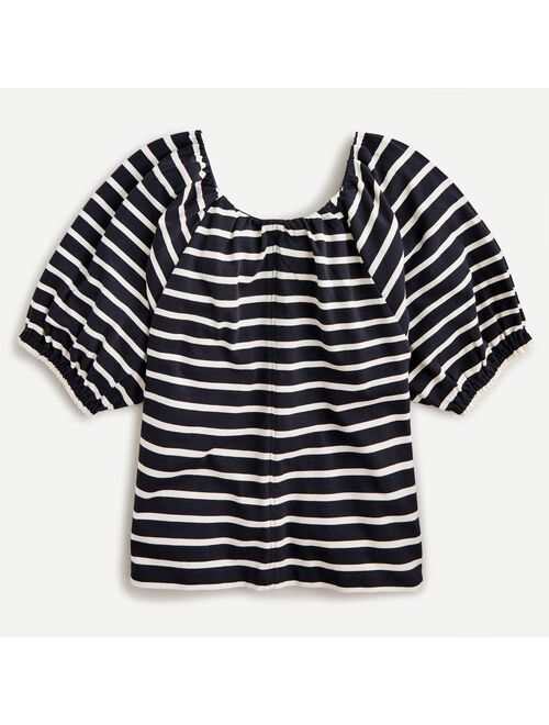 J.Crew Mariner cloth puff-sleeve top in stripe