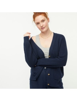 V-neck cotton-cashmere cardigan sweater