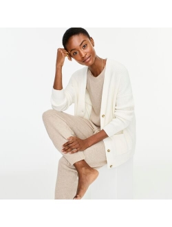 V-neck cotton-cashmere cardigan sweater