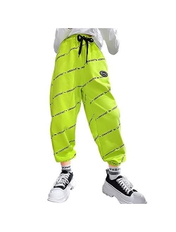 Rolanko Girls' Jogger Pants Drawstring Active Kids Sweatpants with Pocket Hip Hop Streetwear Trousers