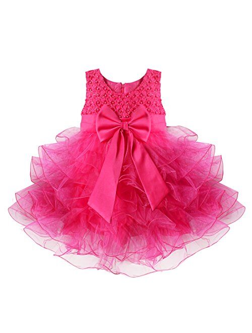 FEESHOW Baby Girls' Ruffle Flower Princess Wedding Birthday Party Dress Baptism Christening Gown