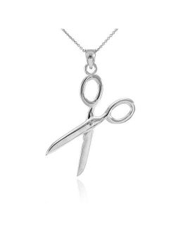 Fine 925 Sterling Silver High Polish Hair Stylist Scissor Charm Necklace