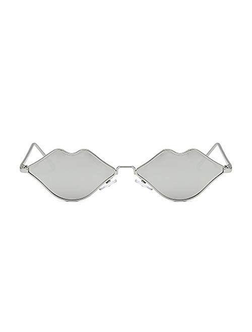 Sexy Lips Shape Irregular Sunglasses Women's Small Frame Metallic Thin Edge Color Sunglasses