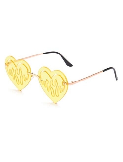 Melting Heart Sunglasses for Men/Women Rimless Irregular Party Unique Sun Glasses Metal Prom Halloween Colorful Eye Glasses