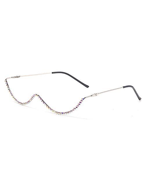 Culeze Half Frame Sunglasses Star Pendant Rhinestone Cateye Sun Glasses Without Lens