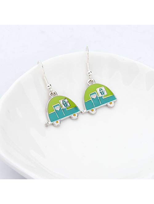 BNQL Camping Earrings Travel Trailer Camping Gifts Camper Lover Gifts Camping Themed Gifts for Women