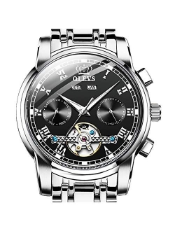 Automatic Watch(No Battery Required) Swiss Brand OLEVS Men's Wrist Watches Self-Wind Mechanical Watches Fashion Classic Tourbillon Skeleton Moon Phase Luminous Hands Roma