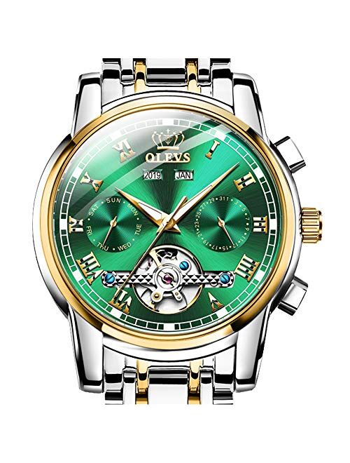 Automatic Watch(No Battery Required) Swiss Brand OLEVS Men's Wrist Watches Self-Wind Mechanical Watches Fashion Classic Tourbillon Skeleton Moon Phase Luminous Hands Roma