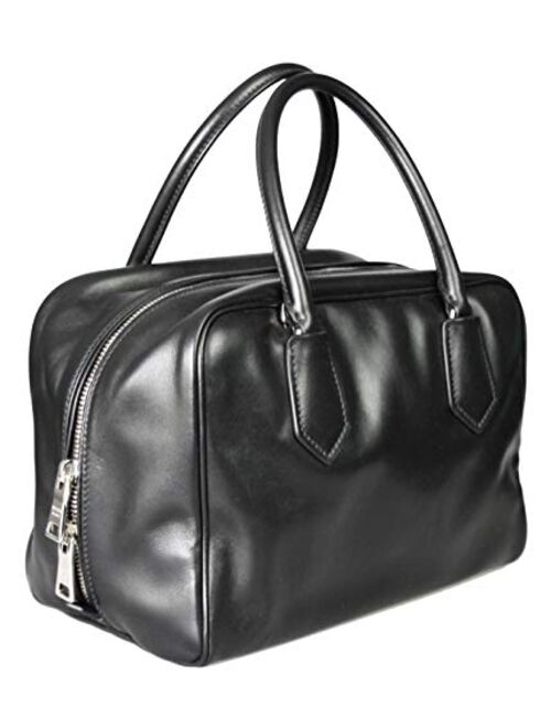 Prada Womens Soft Calf Inside Tote - Black/Blue Leather