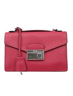 PRADA Pink Saffiano Leather Clutch Bag W/Strap Bt0960 Peonia: Handbags