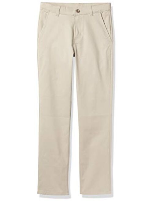 Nautica Boys' Flat Front Stretch Twill Chino Khaki Pant