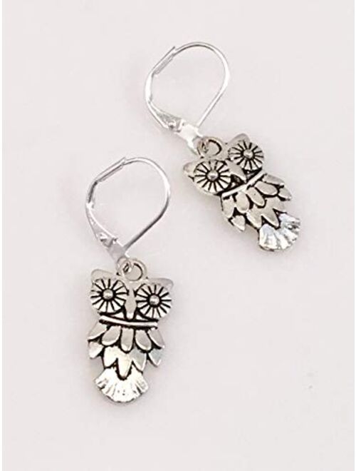 Antiqued Pewter Owl Earrings